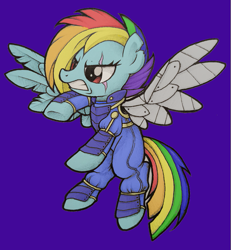 Size: 859x930 | Tagged: safe, artist:thecolorfulbrony, artist:wingedwolf94, imported from derpibooru, rainbow dash, the cutie re-mark, alternate hairstyle, alternate timeline, apocalypse dash, colored, crystal war timeline, scar, solo, war