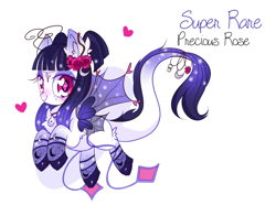 Size: 900x707 | Tagged: safe, artist:ipun, imported from derpibooru, oc, oc only, oc:precious rose, original species, dewlette, donut steel, heart eyes, simple background, solo, white background, wingding eyes