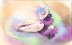 Size: 1680x1049 | Tagged: safe, artist:bantha, imported from derpibooru, princess celestia, twilight sparkle, alicorn, pony, cute, cutelestia, female, hug, lesbian, mare, momlestia, shipping, snuggling, twilestia, twilight sparkle (alicorn), winghug