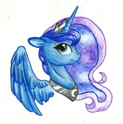 Size: 1024x1032 | Tagged: safe, artist:twixyamber, imported from derpibooru, princess luna, female, portrait, solo, traditional art