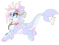 Size: 1600x1200 | Tagged: safe, artist:pvrii, artist:silent-shadow-wolf, imported from derpibooru, oc, oc only, merpony, original species, shark, shark pony, starfish, fishing hook, necklace, shell, simple background, solo, tooth, transparent background, watermark