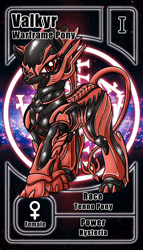 Size: 800x1399 | Tagged: safe, artist:vavacung, imported from derpibooru, crossover, pactio card, ponified, valkyr, warframe