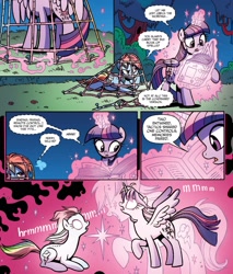 Size: 1356x1588 | Tagged: safe, artist:brendahickey, idw, imported from derpibooru, rainbow dash, twilight sparkle, twilight sparkle (alicorn), alicorn, pony, spoiler:comic, spoiler:comicff25, duo, female, glowing eyes, magic, mare, spell, spellbook