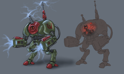 Size: 2000x1200 | Tagged: safe, artist:cyrilunicorn, imported from derpibooru, command and conquer, ponified, powered exoskeleton, red alert, red alert 3, soviet, tesla trooper, video game