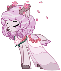 Size: 2585x3000 | Tagged: safe, artist:halabaluu, imported from derpibooru, oc, oc only, unnamed oc, deer, adoptable, auction, clothes, crossover, eyes closed, fawnpond, gem (race), gem deer, pondpony, rose quartz (steven universe), solo, steven universe