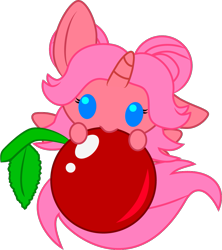 Size: 987x1110 | Tagged: safe, artist:creshosk, imported from derpibooru, oc, oc only, oc:cherry bloom, alicorn, pony, alicorn oc, cherry, food, fruit, solo