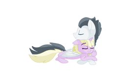 Size: 992x650 | Tagged: safe, artist:cryptid-daydreamers, imported from derpibooru, dinky hooves, rumble, female, male, prone, rumbledink, shipping, straight