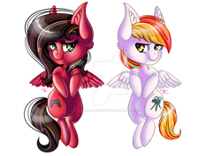 Size: 1024x724 | Tagged: safe, artist:theneithervoid, imported from derpibooru, oc, oc only, oc:cutie control, oc:final cut, pegasus, pony, chibi, watermark