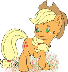 Size: 1024x1091 | Tagged: safe, artist:velvet-frost, imported from derpibooru, applejack, female, raised hoof, simple background, solo, transparent background