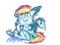 Size: 1024x768 | Tagged: safe, artist:dizzee-toaster, imported from derpibooru, rainbow dash, female, fluffy, simple background, solo, white background