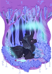 Size: 1024x1448 | Tagged: safe, artist:lana-jay, imported from derpibooru, oc, oc only, flower, magic, potion, stars, tree, vial