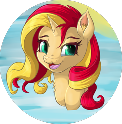 Size: 1770x1801 | Tagged: safe, artist:itresad, imported from derpibooru, sunset shimmer, pony, unicorn, bust, colored pupils, female, simple background, solo, transparent background