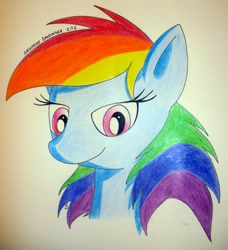 Size: 731x800 | Tagged: safe, artist:passer-in-the-storm, imported from derpibooru, rainbow dash, colored pencil drawing, female, solo, traditional art