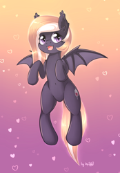 Size: 1920x2760 | Tagged: safe, artist:dsp2003, imported from derpibooru, oc, oc only, oc:nighthaunt, bat pony, pony, female, heart, open mouth, solo