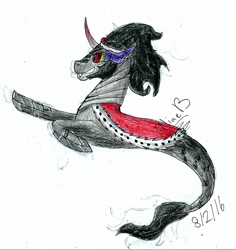 Size: 1128x1196 | Tagged: safe, artist:flutterpaint, imported from derpibooru, king sombra, merpony, male, solo, traditional art