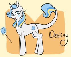 Size: 999x799 | Tagged: safe, artist:peppertomb, imported from derpibooru, oc, oc only, oc:destiny, classical unicorn, curved horn, cutie mark, leonine tail, offspring, parent:prince blueblood, parent:trixie, parents:bluetrix, solo, unshorn fetlocks