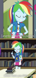 Size: 337x711 | Tagged: safe, imported from derpibooru, rainbow dash, equestria girls, descriptive noise, doctor who, female, listen here, listen here you little, meme, reaction image, solo, vulgar