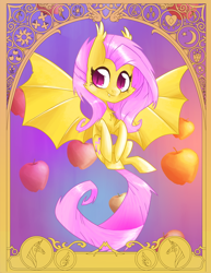 Size: 638x825 | Tagged: safe, artist:dinkelion, imported from derpibooru, fluttershy, bat pony, pony, female, flutterbat, modern art, nouveau, solo