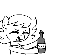 Size: 640x600 | Tagged: safe, artist:ficficponyfic, imported from derpibooru, oc, oc only, oc:ruby rouge, earth pony, pony, colt quest, alcohol, boat, booze, bottle, cork, cyoa, eyes closed, female, filly, foal, food, glass, rags, ship, story included, tomboy