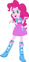 Size: 6826x14437 | Tagged: safe, artist:sugar-loop, imported from derpibooru, pinkie pie, equestria girls, .ai available, .svg available, absurd resolution, balloon, boots, bracelet, clothes, female, high heel boots, open mouth, simple background, skirt, solo, transparent background, vector