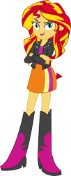 Size: 5827x14330 | Tagged: safe, artist:sugar-loop, imported from derpibooru, sunset shimmer, equestria girls, equestria girls (movie), .ai available, .svg available, absurd resolution, boots, clothes, crossed arms, evil, evil grin, female, leather jacket, open mouth, pose, simple background, skirt, smiling, smirk, solo, transparent background, vector