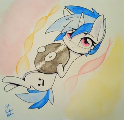 Size: 2189x2117 | Tagged: safe, artist:captainpudgemuffin, imported from derpibooru, dj pon-3, vinyl scratch, pony, unicorn, commission, female, mare, record, solo, traditional art