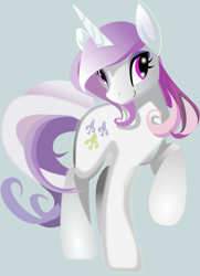 Size: 2988x4118 | Tagged: safe, artist:anrw22, artist:cenit-v, imported from derpibooru, fleur-de-lis, unicorn, cute, female, fleurabetes, happy, looking right, raised hoof, smiling, solo, trace