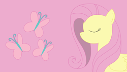 Size: 1920x1080 | Tagged: safe, artist:pepenist, imported from derpibooru, fluttershy, pegasus, pony, cutie mark, eyes closed, female, minimalist, solo, vector, wallpaper