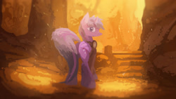 Size: 2464x1386 | Tagged: safe, artist:fuzzyfox11, imported from derpibooru, twilight sparkle, alicorn, pony, butt, female, forest, goggles, looking back, mare, plot, solo, twilight sparkle (alicorn)