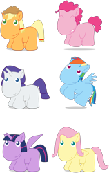 Size: 1593x2515 | Tagged: safe, artist:totallynotabronyfim, imported from derpibooru, applejack, fluttershy, pinkie pie, rainbow dash, rarity, twilight sparkle, alicorn, pony, chibi, cute, female, mane six, mare, moomins, super deformed, twilight sparkle (alicorn)