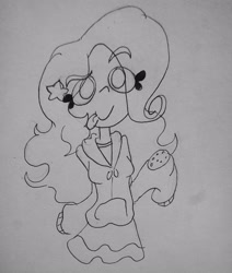 Size: 2448x2889 | Tagged: safe, artist:hihipuffy, imported from derpibooru, trixie, equestria girls, cookie, female, food, solo, traditional art