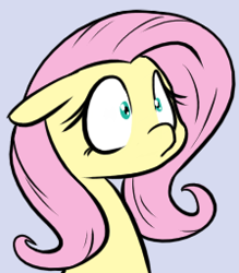 Size: 224x256 | Tagged: safe, artist:shoutingisfun, imported from derpibooru, fluttershy, pegasus, pony, bust, dumbstruck, female, floppy ears, mare, portrait, shocked, shrunken pupils, simple background, solo