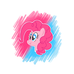 Size: 2012x2012 | Tagged: safe, artist:pow3rade, imported from derpibooru, pinkie pie, abstract background, bust, female, portrait, solo