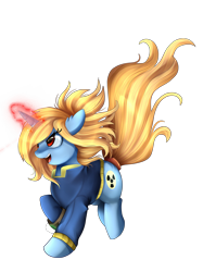 Size: 2072x2777 | Tagged: safe, artist:pridark, imported from derpibooru, oc, oc only, oc:purity, pony, unicorn, fallout equestria, clothes, commission, magic, open mouth, simple background, solo, transparent background