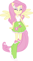 Size: 3072x5663 | Tagged: safe, artist:illumnious, imported from derpibooru, fluttershy, equestria girls, friendship games, .ai available, clothes, eyes closed, female, ponied up, simple background, skirt, solo, tanktop, transparent background, vector