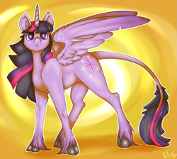 Size: 1225x1100 | Tagged: safe, artist:poisindoodles, imported from derpibooru, twilight sparkle, alicorn, classical unicorn, pony, :o, cloven hooves, cute, female, fluffy, leonine tail, looking at you, mare, solo, spread wings, starry eyes, twilight sparkle (alicorn), unshorn fetlocks, wingding eyes