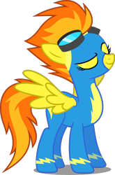 Size: 3000x4539 | Tagged: safe, artist:dashiesparkle, imported from derpibooru, spitfire, pegasus, pony, eyes closed, female, goggles, show accurate, simple background, solo, transparent background, vector, wonderbolts uniform