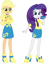 Size: 3950x5186 | Tagged: safe, artist:osipush, imported from derpibooru, applejack, rarity, equestria girls, absurd resolution, canterlot high, clothes, crossed arms, duo, freckles, high heels, necktie, phone, school uniform, selfie, simple background, smartphone, smiling, transparent background, uniform, vector, wondercolts