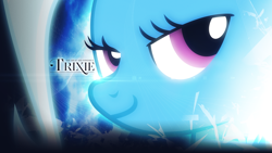 Size: 1920x1080 | Tagged: safe, artist:adrianimpalamata, artist:derpystats, imported from derpibooru, trixie, pony, unicorn, abstract background, accessory swap, bedroom eyes, close-up, female, mare, solo, sparkles, text, vector, wallpaper