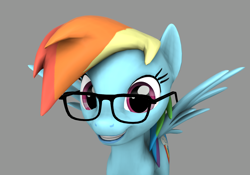 Size: 1542x1079 | Tagged: safe, artist:dofu, imported from derpibooru, rainbow dash, 3d, cute, female, glasses, solo, source filmmaker