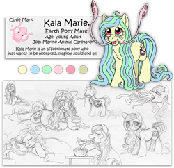 Size: 1280x1237 | Tagged: safe, artist:aisu-isme, imported from derpibooru, oc, oc only, oc:kala marie, original species, squid, ask the creepy ponies, cephy, freckles, reference sheet, tentacles, wat