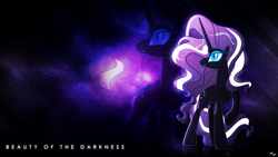 Size: 1920x1080 | Tagged: safe, artist:fillynix-artz, artist:jeatz-axl, imported from derpibooru, nightmare rarity, rarity, dark, double, flowing mane, galaxy, milky way galaxy, nebula, space, stars, text, vector, wallpaper