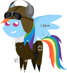 Size: 4850x5300 | Tagged: safe, artist:facelesssoles, imported from derpibooru, rainbow dash, absurd resolution, balkenkreuz, clothes, female, grin, hat, iron cross, luftwaffe, nazi, pilot, pointy ponies, solo, sunglasses, uniform