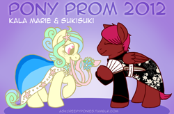 Size: 950x625 | Tagged: safe, artist:aisu-isme, imported from derpibooru, oc, oc only, oc:kala marie, oc:sukisuki, squid, ask the creepy ponies, clothes, dress, pony prom, tentacles