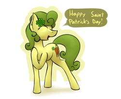 Size: 1990x1633 | Tagged: safe, artist:marsminer, imported from derpibooru, carrot top, golden harvest, dialogue, female, green hair, saint patrick's day, solo