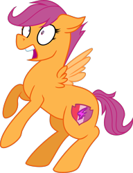 Size: 4000x5198 | Tagged: safe, artist:lisa400, imported from derpibooru, scootaloo, pegasus, pony, .svg available, absurd resolution, colored wings, colored wingtips, female, filly, horses doing horse things, open mouth, rearing, scared, shocked, shrunken pupils, simple background, solo, spread wings, startled, the cmc's cutie marks, transparent background, vector, wide eyes