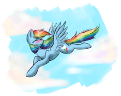 Size: 1632x1300 | Tagged: safe, artist:justalittleshadow, imported from derpibooru, rainbow dash, blushing, female, flying, solo