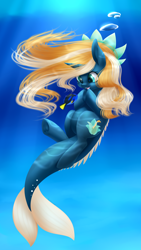 Size: 2160x3840 | Tagged: safe, artist:noodlefreak88, imported from derpibooru, oc, oc only, oc:tidal charm, aquapony, 4k, 4k tidal contest entries, female, seaunicorn, solo, underwater, water