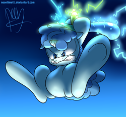 Size: 3000x2800 | Tagged: safe, artist:neoncel, imported from derpibooru, party favor, angry, balloon, balloon swords, cute, electricity, epic, favorbetes, featureless crotch, male, solo, underhoof