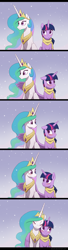 Size: 800x2953 | Tagged: safe, artist:akeahi, imported from derpibooru, princess celestia, twilight sparkle, alicorn, pony, blushing, clothes, comic, cute, cutelestia, daaaaaaaaaaaw, female, hug, lesbian, mare, scarf, shipping, snow, snowfall, twiabetes, twilestia, twilight sparkle (alicorn), winghug